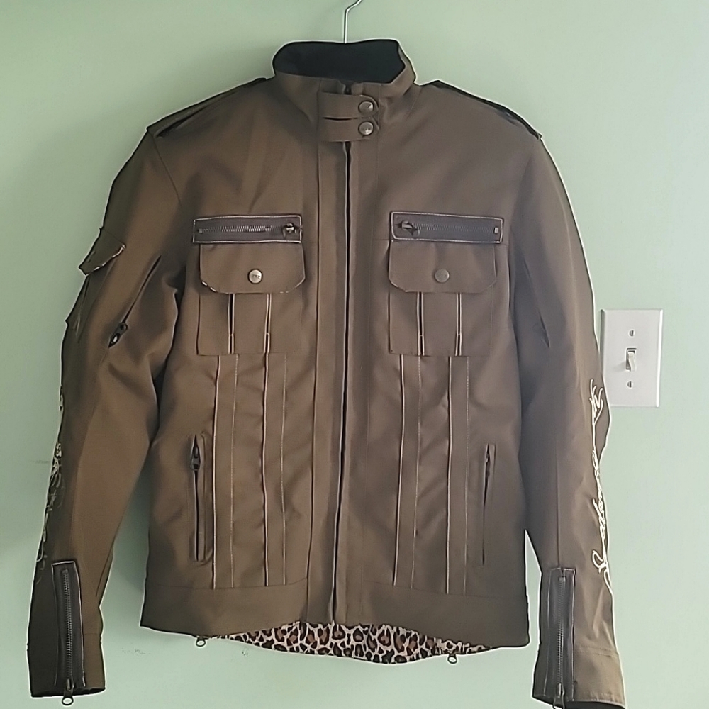 Speed and Strength Women's Little Miss Dangerous Motorcycle Jacket, Army Green.